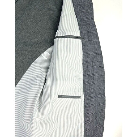 Joseph Abboud Linen Sport Coat Jacket Two Button Gray Black Plaid  Mens Size XL - Picture 14 of 15